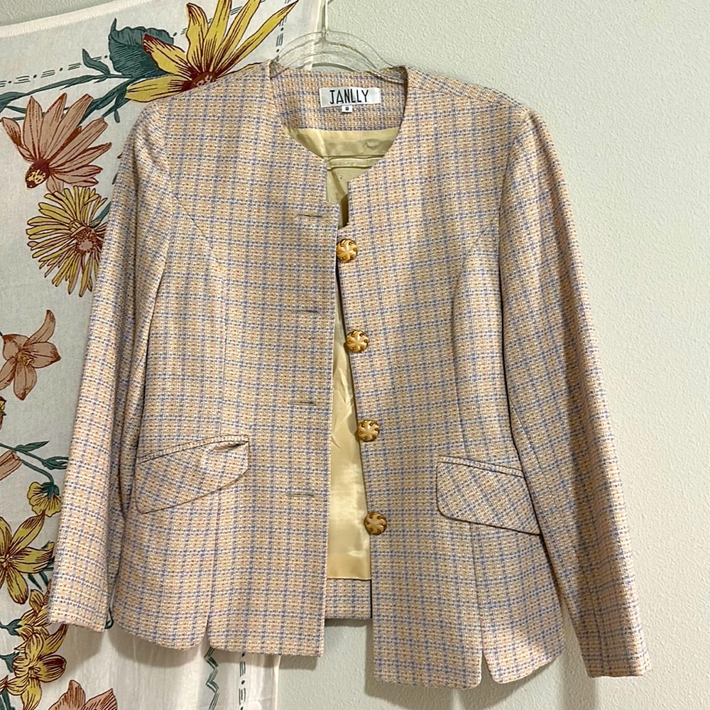 Vintage Pastel Checkered Blazer